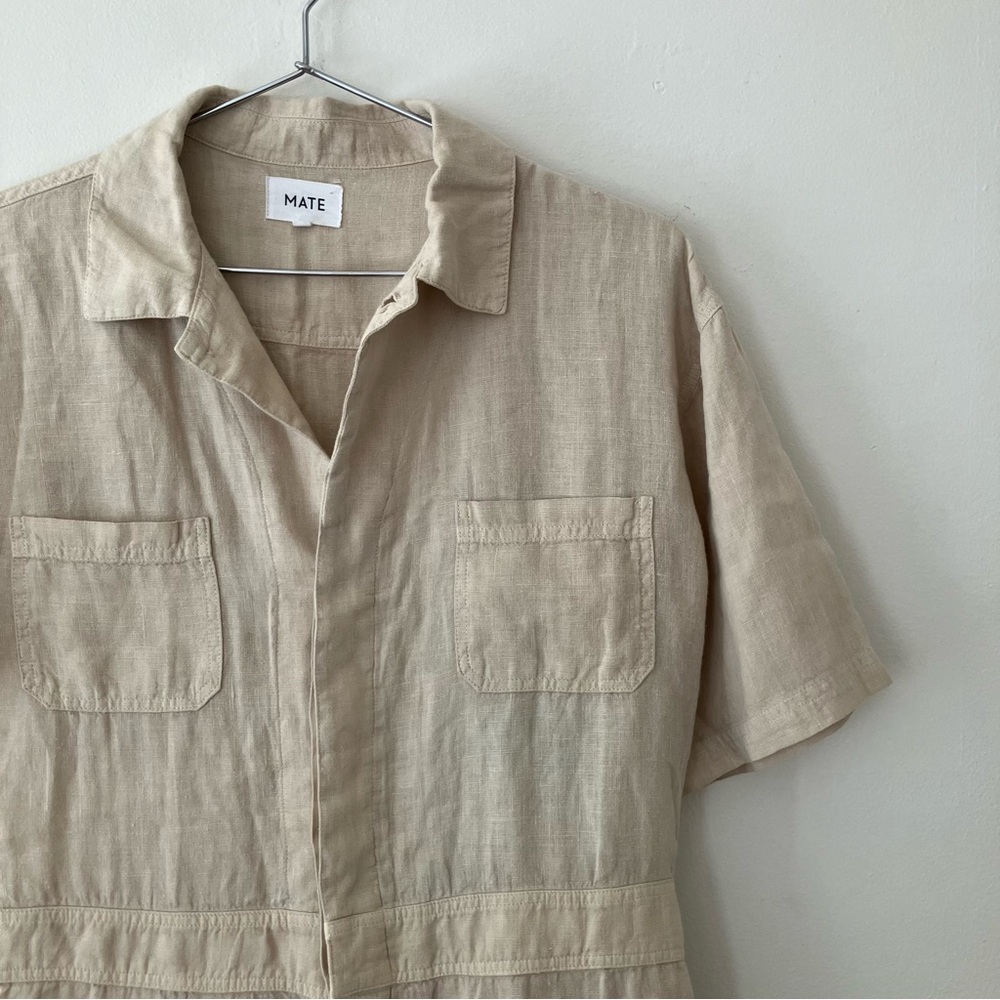 NWOT MATE the Label • Linen Short Sleeve Jumpsuit in Natural - Picture 6 of 14
